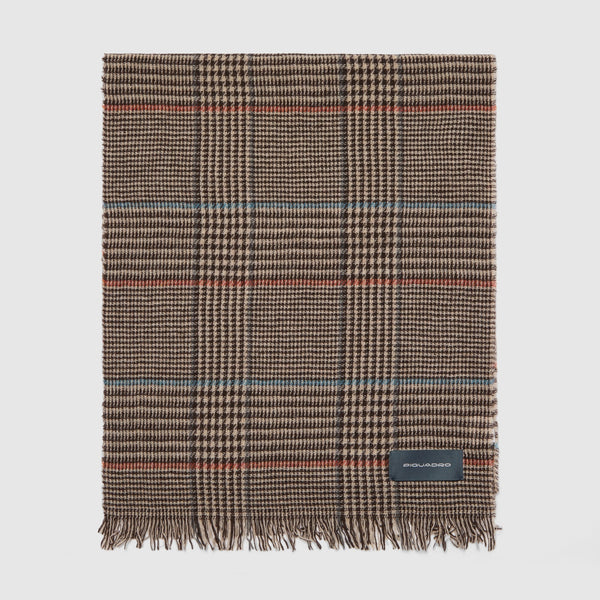 Lightweight Wool Blend Scarf with Houndstooth Check - 1