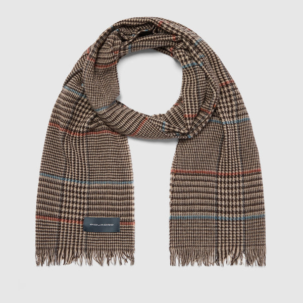 Lightweight Wool Blend Scarf with Houndstooth Check - 2