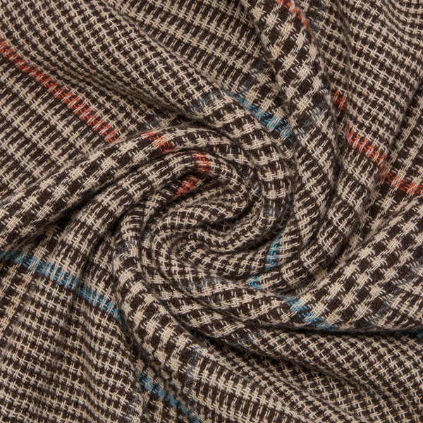 Lightweight Wool Blend Scarf with Houndstooth Check - 3
