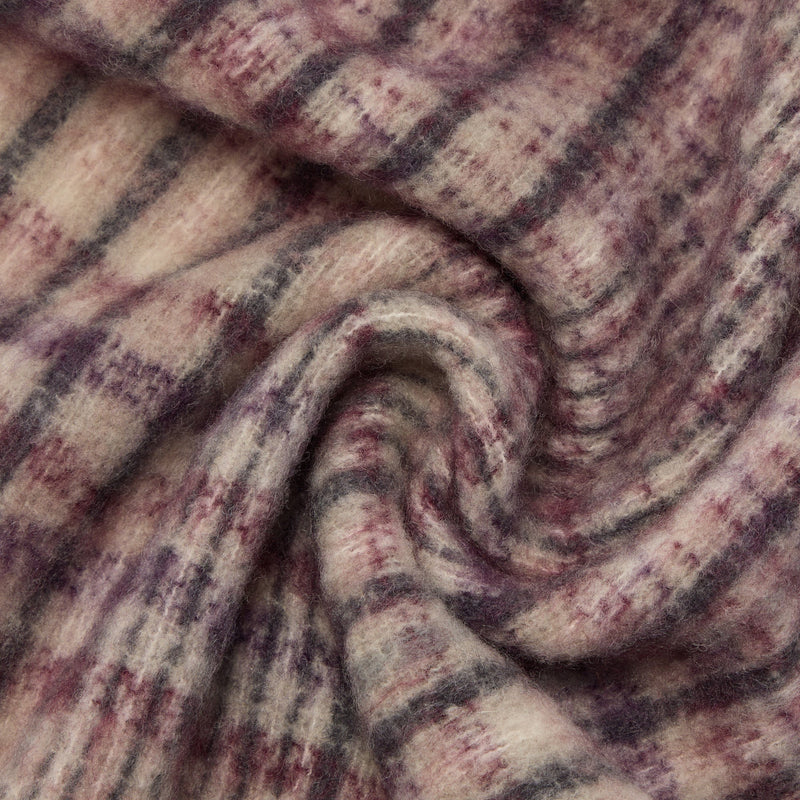 Wool Blend Mohair-Effect Scarf, Pastel Check