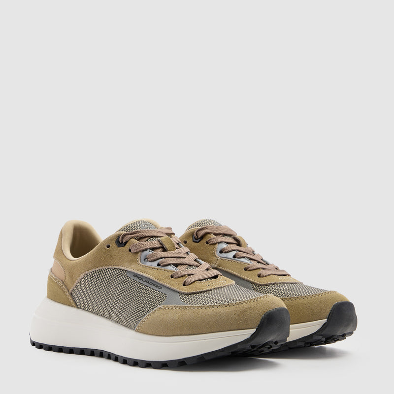 Men's suede leather and mesh sneakers