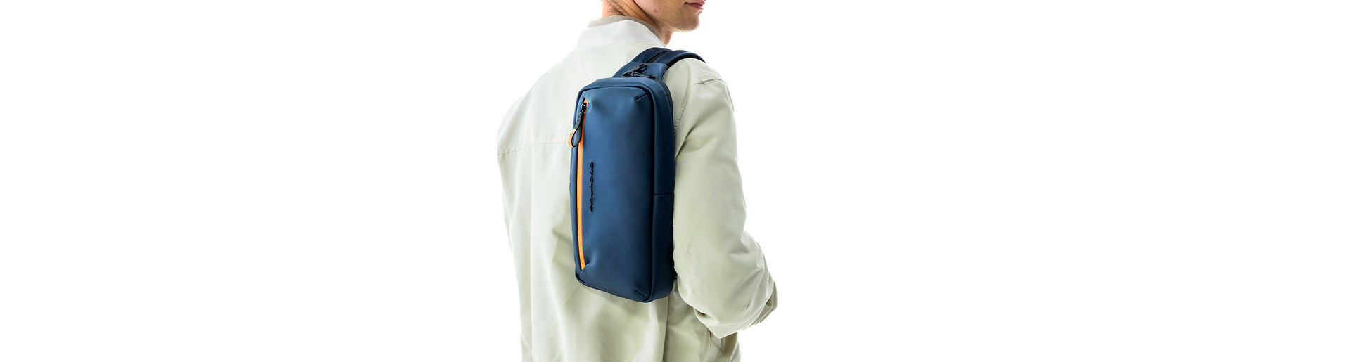 Piquadro Blue Fabric Crossbody Bag