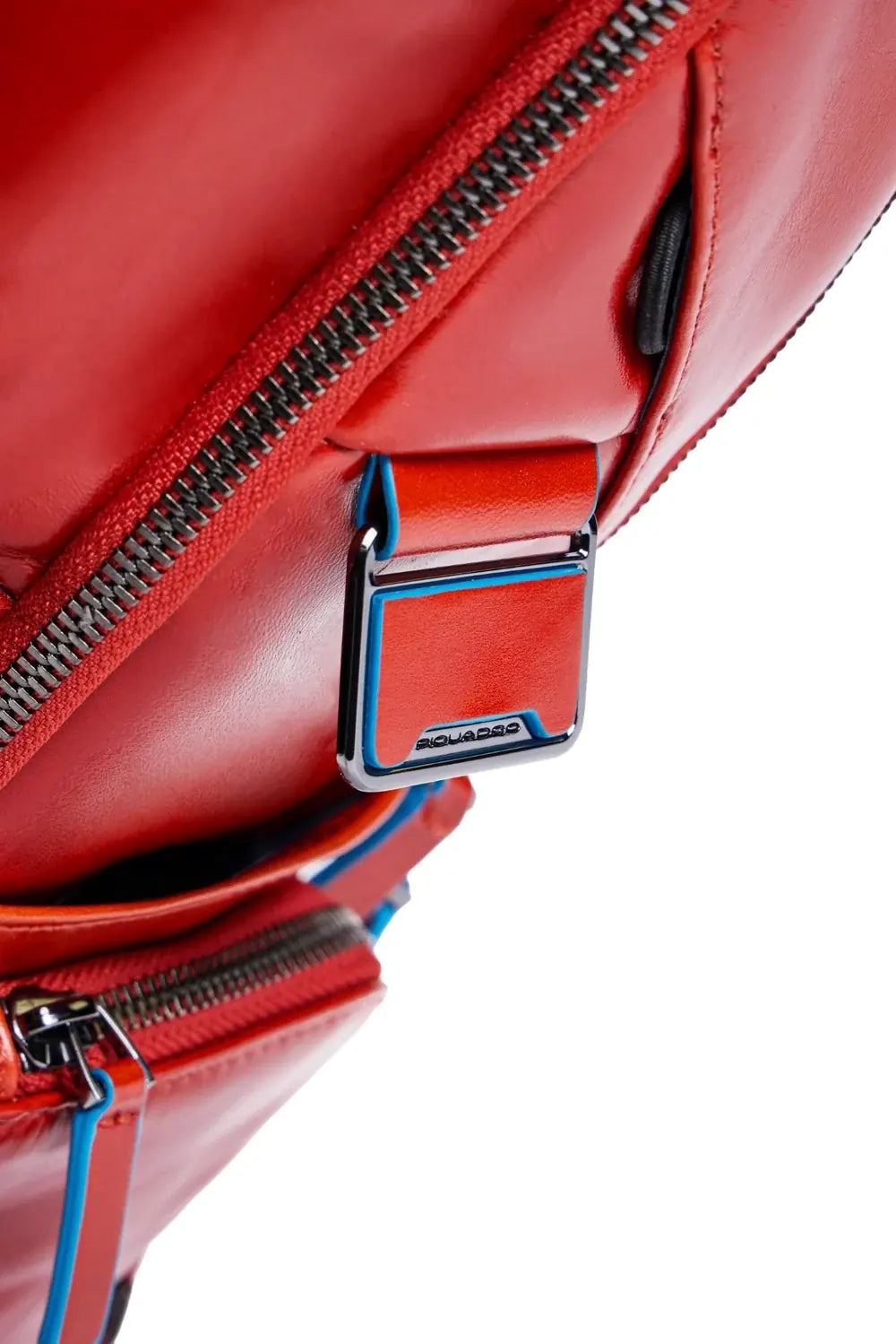 Red Blue Square backpack with a Monogram Tag and your initials